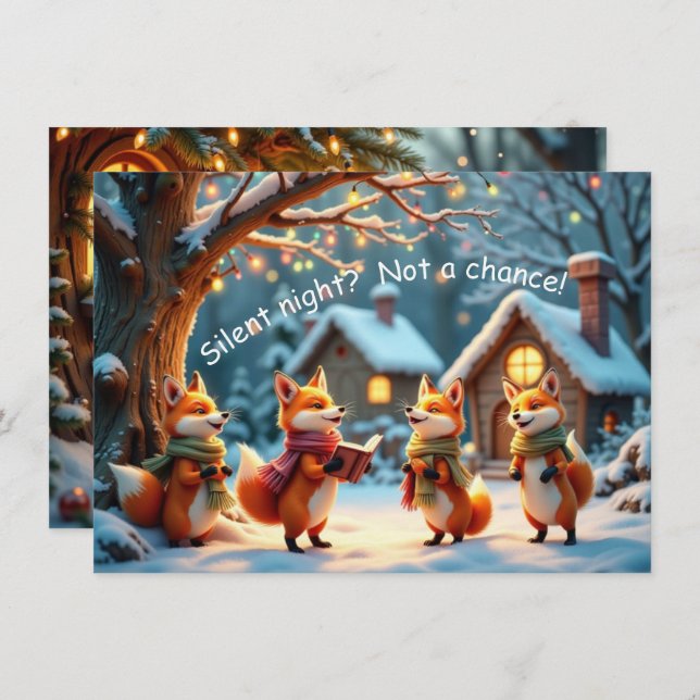 Cute Funny No Silent Night Foxes Christmas Card Karte (Vorne/Hinten)