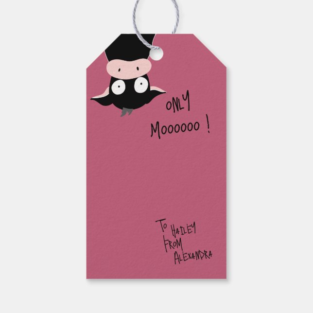 Cute Funny Only Moooooo! Cow Pun  Geschenkanhänger (Rückseite)