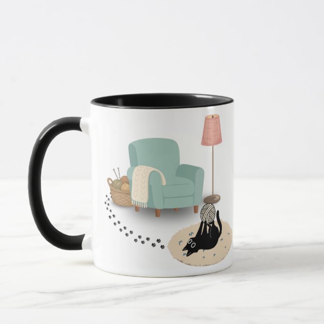 Cute funny playful cat mug tasse (Links)