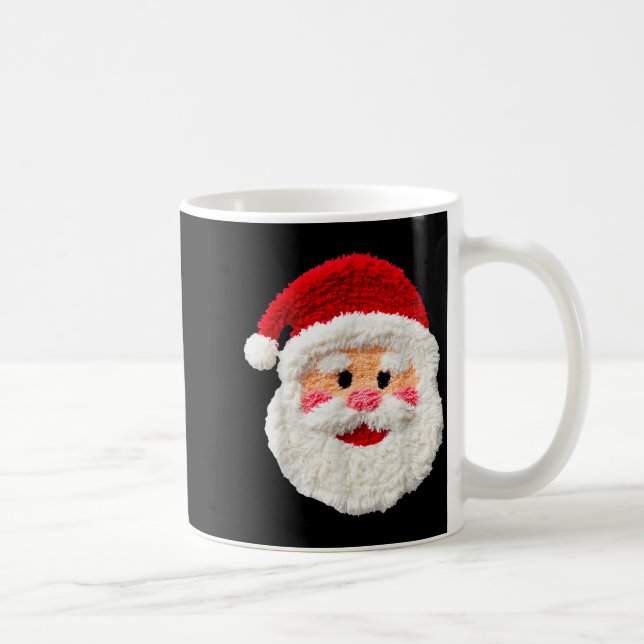 Cute Funny Preppy Faux Yarn Santa Claus Face Merry Kaffeetasse (Rechts)