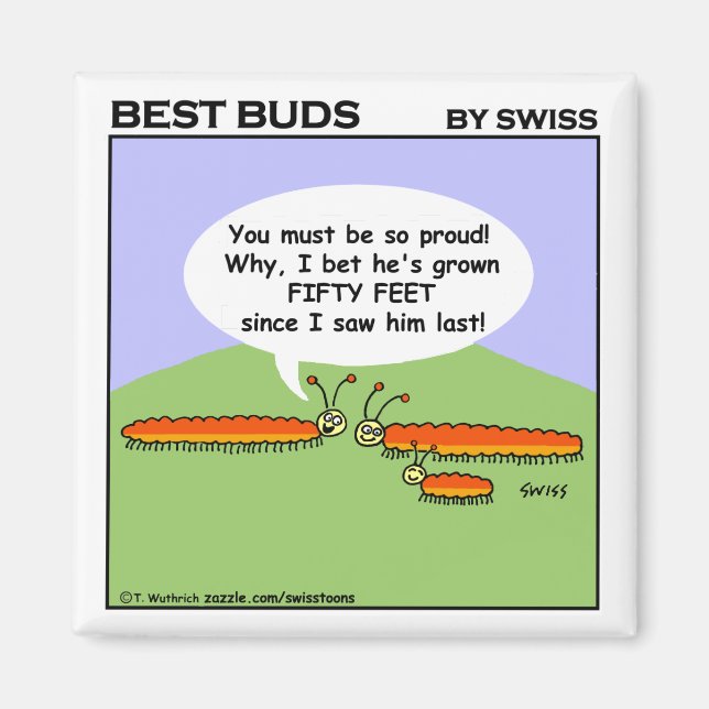 Cute Funny Proud Mom & Child Caterpillar Cartoon Magnet (Vorne)