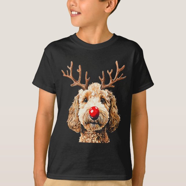 Cute Funny Reindeer Santa Goldendoodle Christmas T T-Shirt (Vorderseite)