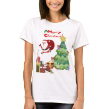 Cute & Funny Santa & Christmas Tree T-Shirt