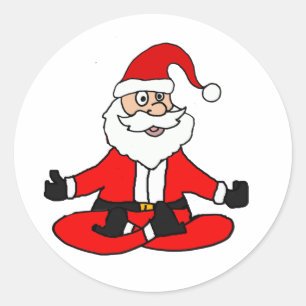 Cute Funny Santa Claus doing Yoga Christmas Runder Aufkleber
