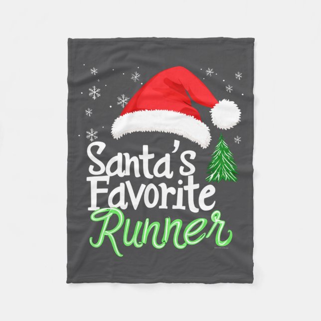 Cute Funny Santa's Favorite Runner Christmas Run H Fleecedecke (Vorderseite)