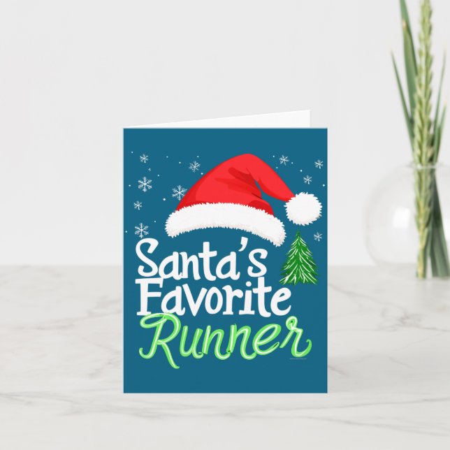 Cute Funny Santa's Favorite Runner Christmas Run H Karte (Vorderseite)