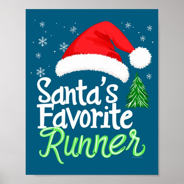 Cute Funny Santa's Favorite Runner Christmas Run H Poster (Vorne)