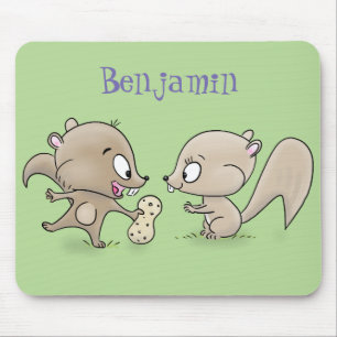 Cute funny squirrels cartoon illustration mousepad