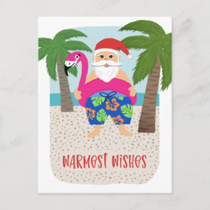 Cute Funny Tropical Santa Christmas in July  Feiertagspostkarte