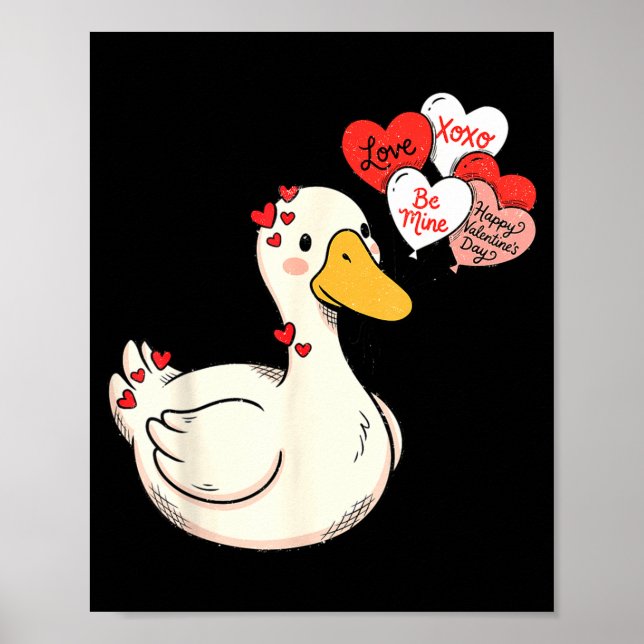 Cute Funny Valentine Silly Gooses Duck Love Matchi Poster (Vorne)