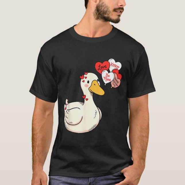 Cute Funny Valentine Silly Gooses Duck Love Matchi T-Shirt (Vorderseite)