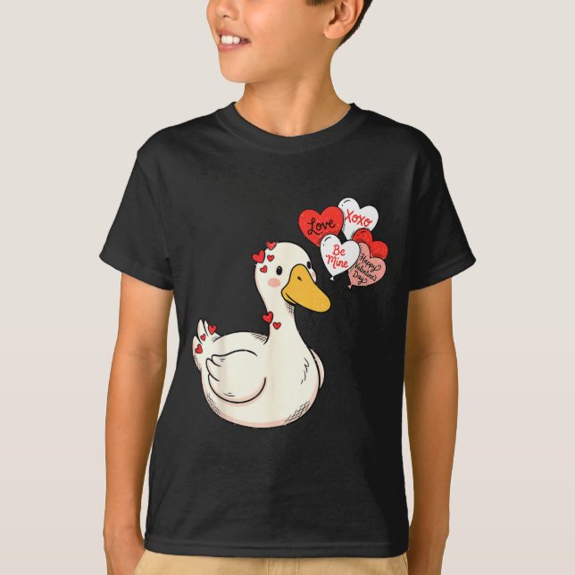 Cute Funny Valentine Silly Gooses Duck Love Matchi T-Shirt (Vorderseite)