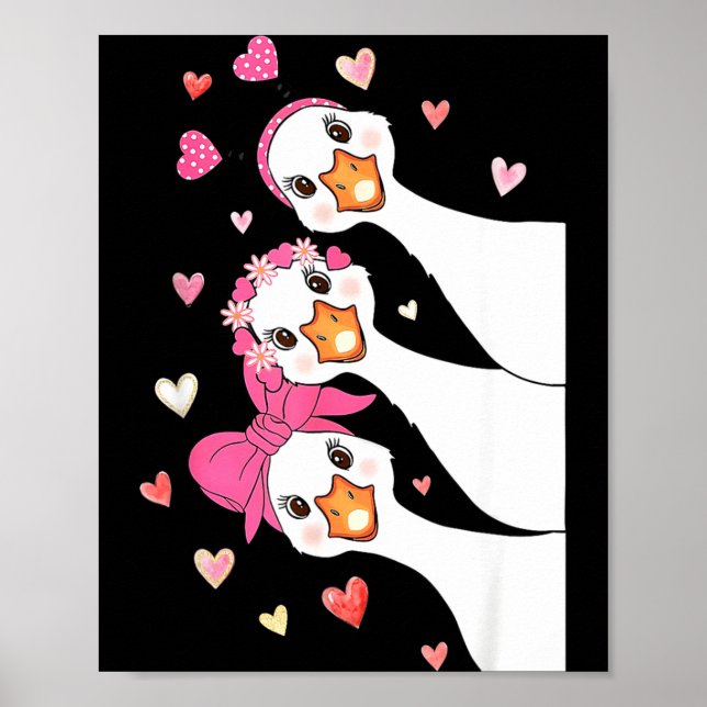 Cute Funny Valentine Silly Gooses Heart Love Match Poster (Vorne)