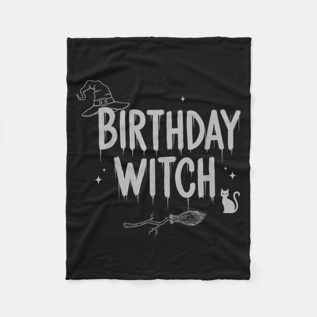 Cute Funny Witch Witchy Birthday Witches Happy Wom Fleecedecke (Vorderseite)