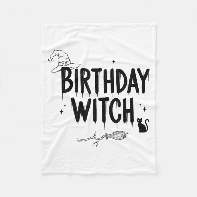 Cute Funny Witch Witchy Birthday Witches Happy Wom Fleecedecke (Vorderseite)