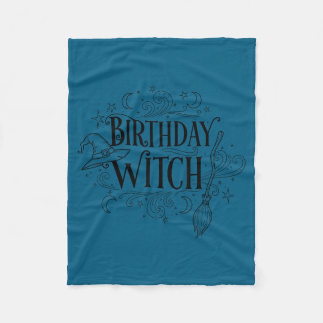 Cute Funny Witch Witchy Birthday Witches Happy Wom Fleecedecke (Vorderseite)
