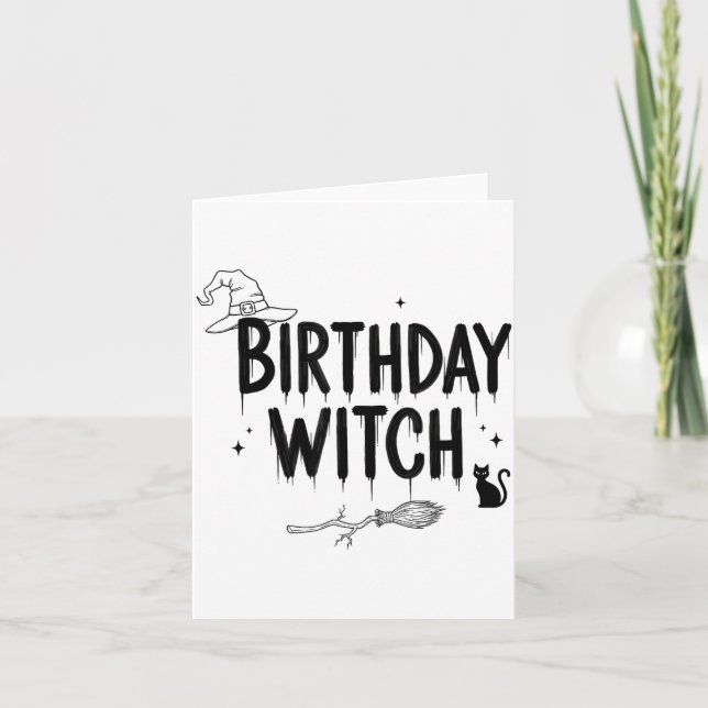 Cute Funny Witch Witchy Birthday Witches Happy Wom Karte (Vorderseite)