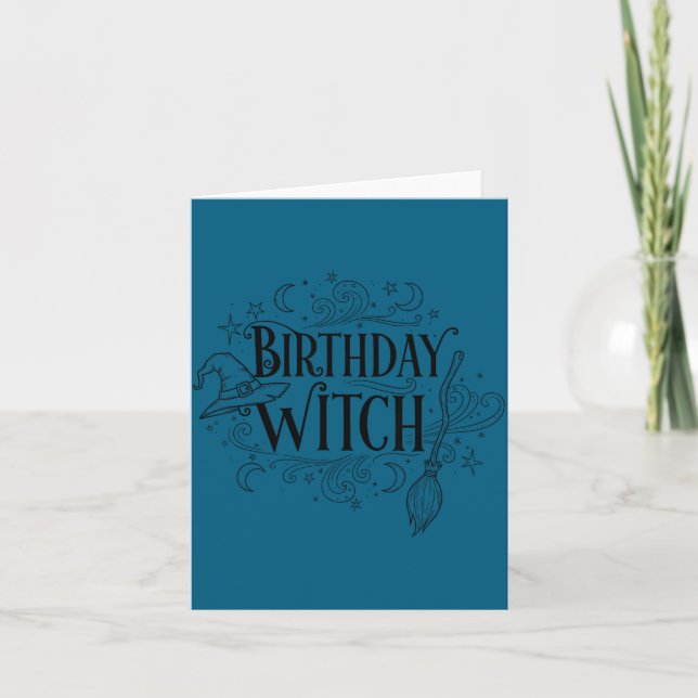 Cute Funny Witch Witchy Birthday Witches Happy Wom Karte (Vorderseite)