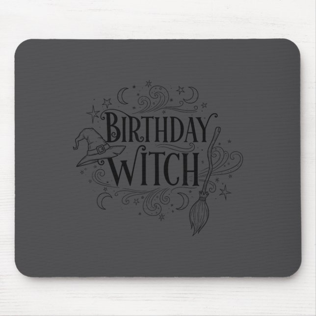 Cute Funny Witch Witchy Birthday Witches Happy Wom Mousepad (Vorne)