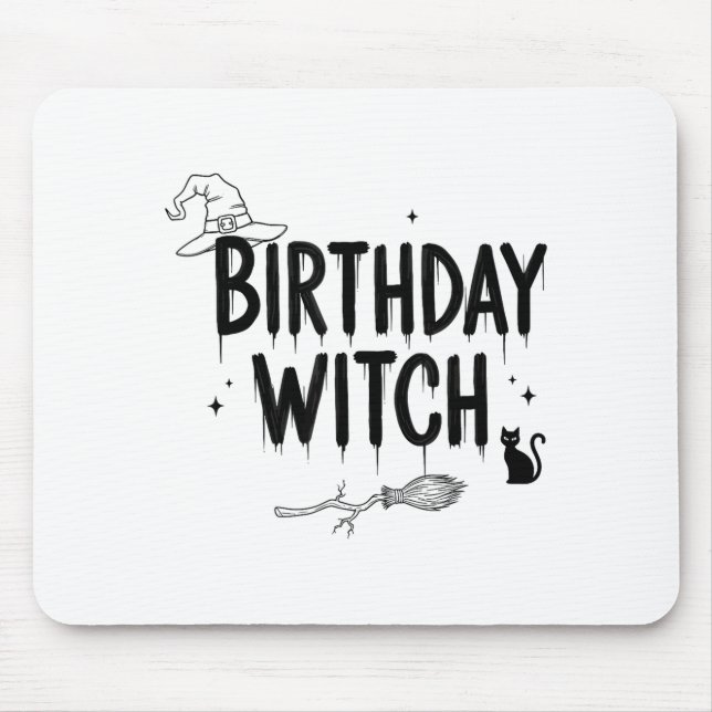 Cute Funny Witch Witchy Birthday Witches Happy Wom Mousepad (Vorne)