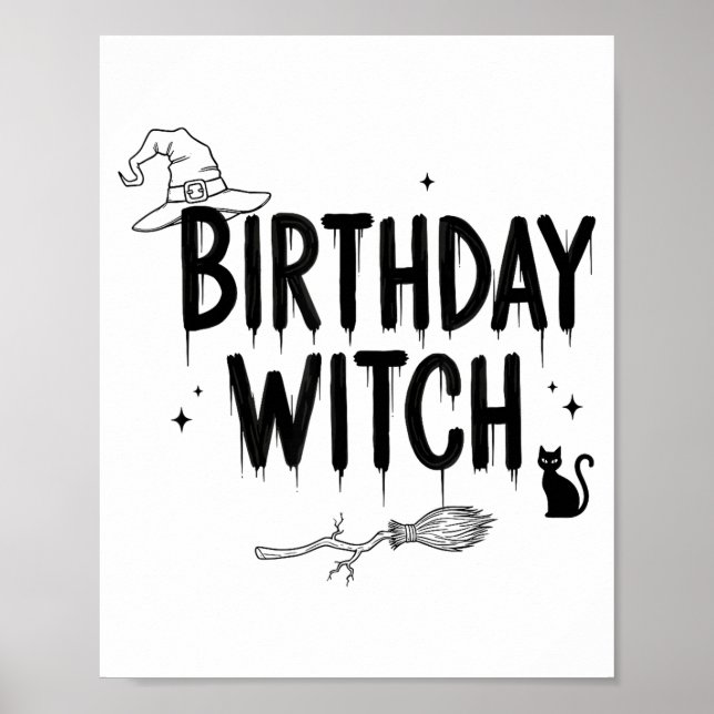 Cute Funny Witch Witchy Birthday Witches Happy Wom Poster (Vorne)