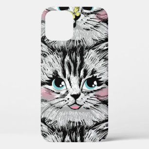 Cute furry kitten gegenüber seamless pattern. Illu Case-Mate iPhone Hülle