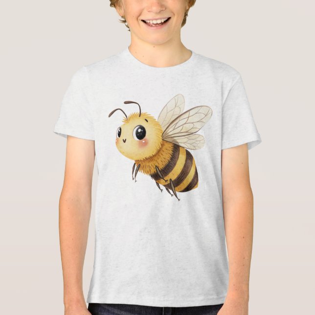 Cute Fuzzy Bumblebee Illustration Tri-Blend Shirt (Vorderseite)