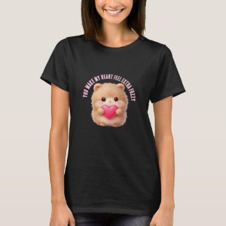 Cute Fuzzy Valentine Character Holding Heart  T-Shirt
