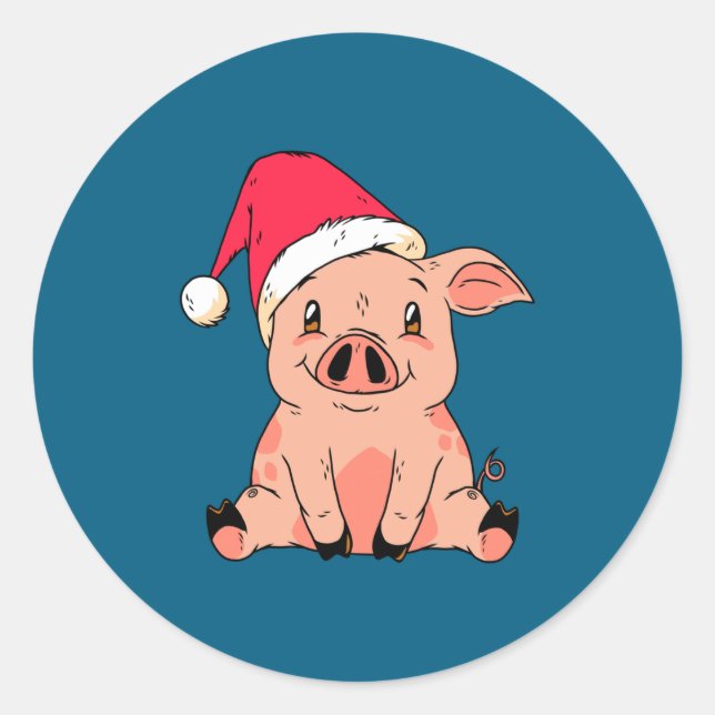 Cute G With Santa Claus Hat Christmas Long Sleeve  Runder Aufkleber (Vorderseite)