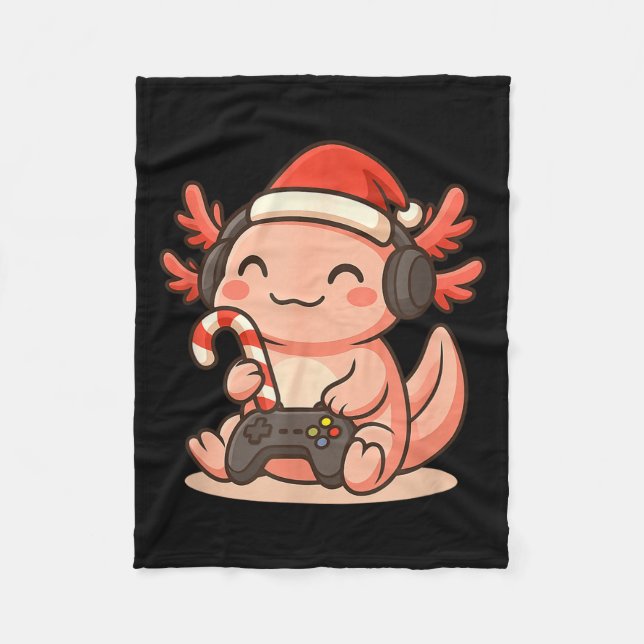 Cute Gamer Axolotl Christmas Design  Fleecedecke (Vorderseite)