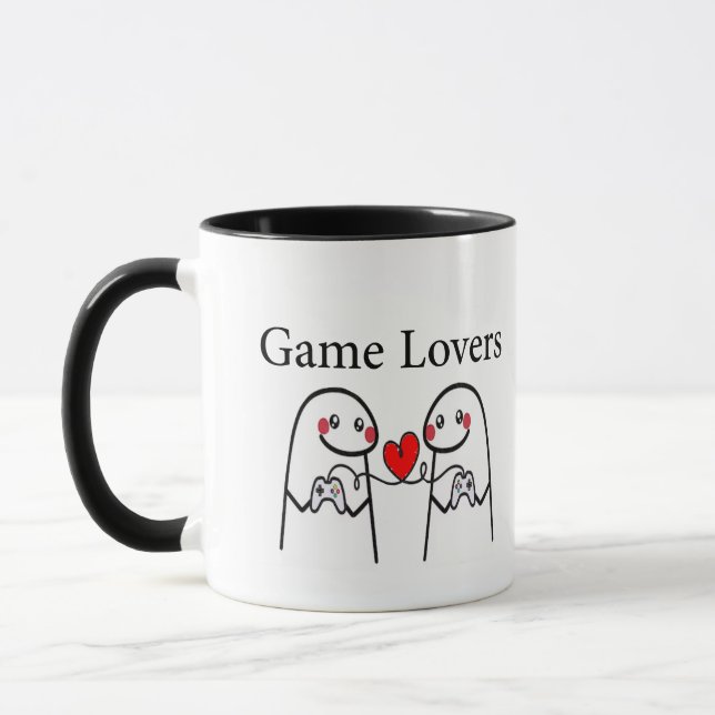 Cute Gamer Couple Mug –Love and Video Games Design Tasse (Links)