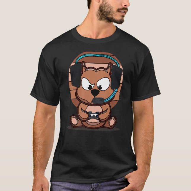 Cute Gamer Dog Gaming Pitbull Puppy Video Gamer Do T-Shirt (Vorderseite)