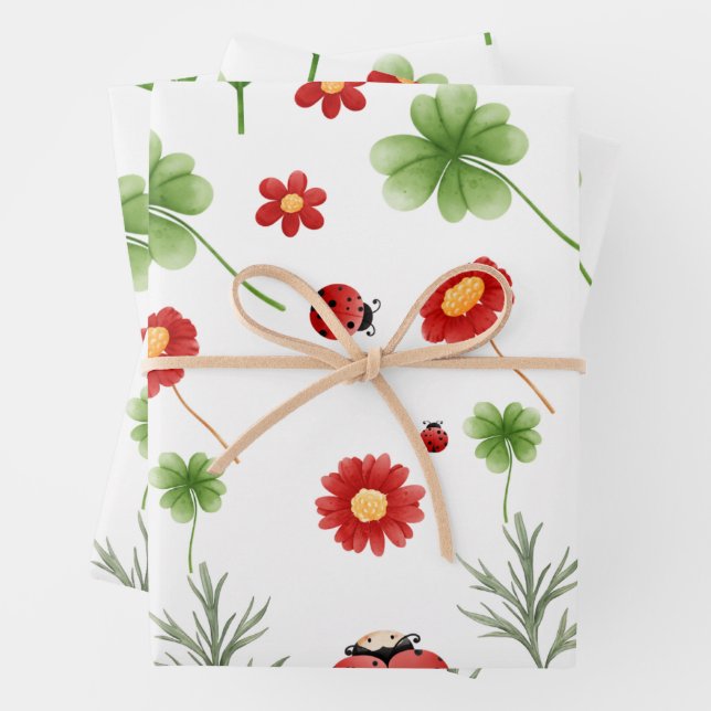 Cute Garden little ladybug baby shower  Geschenkpapier Set (Beispiel)