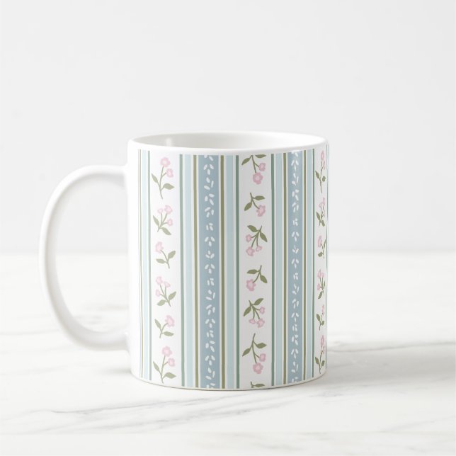 Cute Garden Stripe Floral Coffee Mug Kaffeetasse (Links)