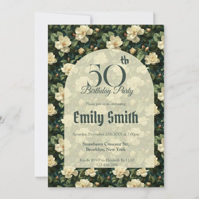 Cute Gardenias Fantasy Beach Party Einladung (Vorderseite)