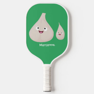 Cute garlic cartoon vegetable illustration pickleball schläger