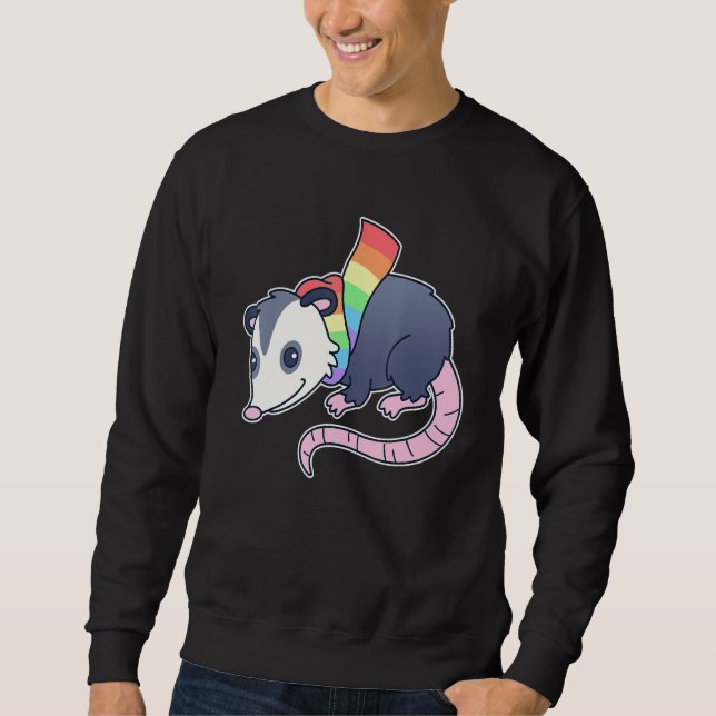 Cute Gay Possum With Lgbtq Rainbow Pride Scarf  Op Sweatshirt (Vorderseite)