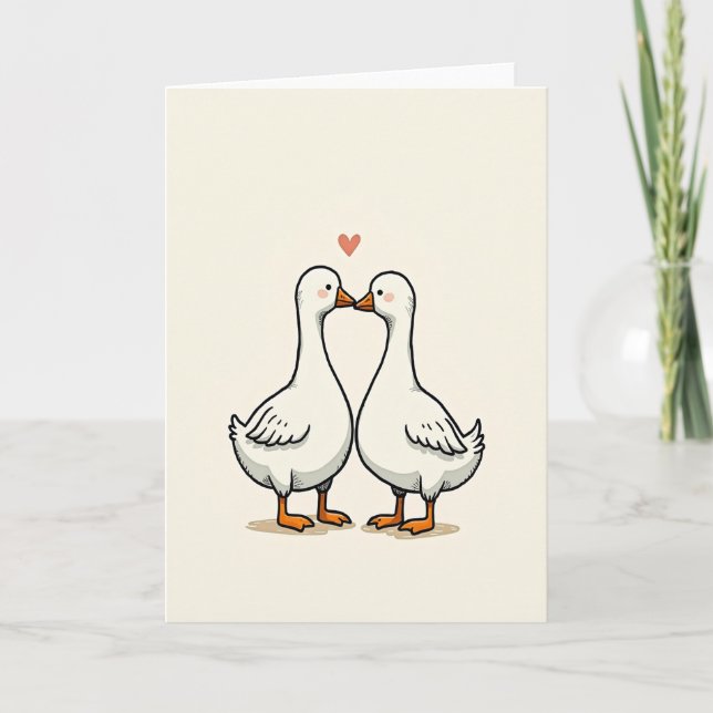 Cute Geese Couple Love Card Karte (Vorderseite)