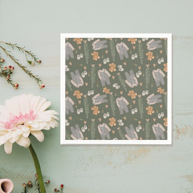 Cute gender neutral clothes boho baby shower serviette (Cute gender neutral clothes boho baby shower napkins)