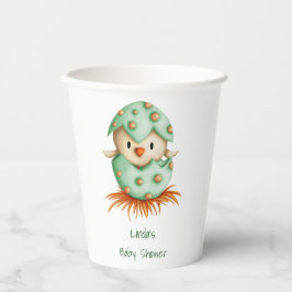Cute Gender Neutral Green Baby Bird Baby Shower Pappbecher