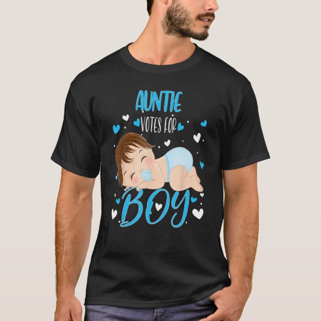 Cute Gender Reveal Aunt Says Boy Baby Shower Famil T-Shirt (Vorderseite)