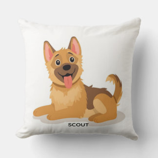 Cute German Shepherd Puppy Illustration Decorative Kissen