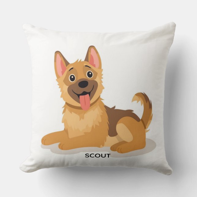 Cute German Shepherd Puppy Illustration Decorative Kissen (Vorderseite)