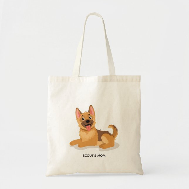 Cute German Shepherd Puppy Illustration Reusable Tragetasche (Vorne)