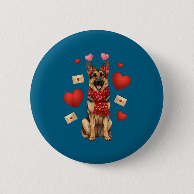Cute German Shepherd Valentine’s Day Dog Mom - Ger Button (Vorderseite)