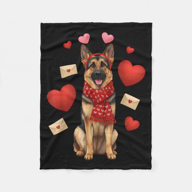 Cute German Shepherd Valentine’s Day Dog Mom - Ger Fleecedecke (Vorderseite)