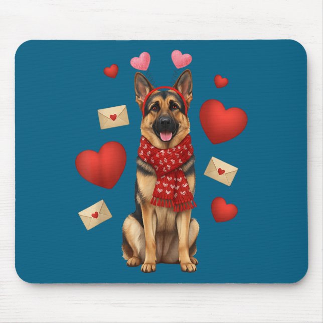 Cute German Shepherd Valentine’s Day Dog Mom - Ger Mousepad (Vorne)