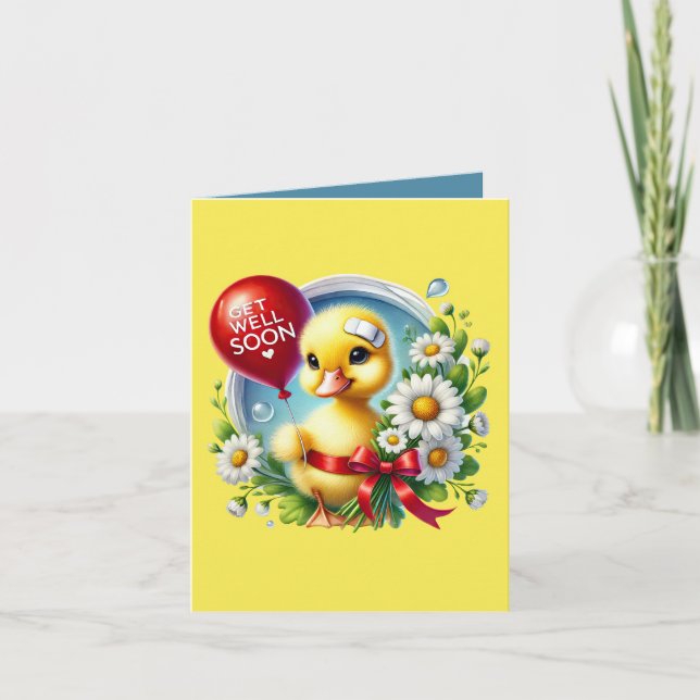 Cute get well soon duck  karte (Vorderseite)