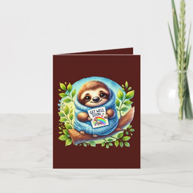 Cute get well soon sloth karte (Vorderseite)