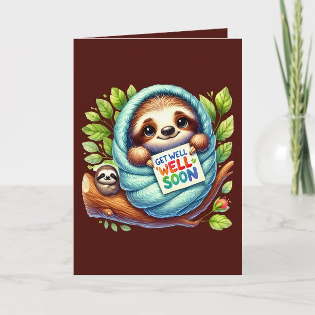 Cute get well soon sloth  karte (Vorderseite)